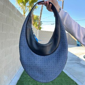 Authentic Bvlgari Denim & Leather Mania Hobo Bag